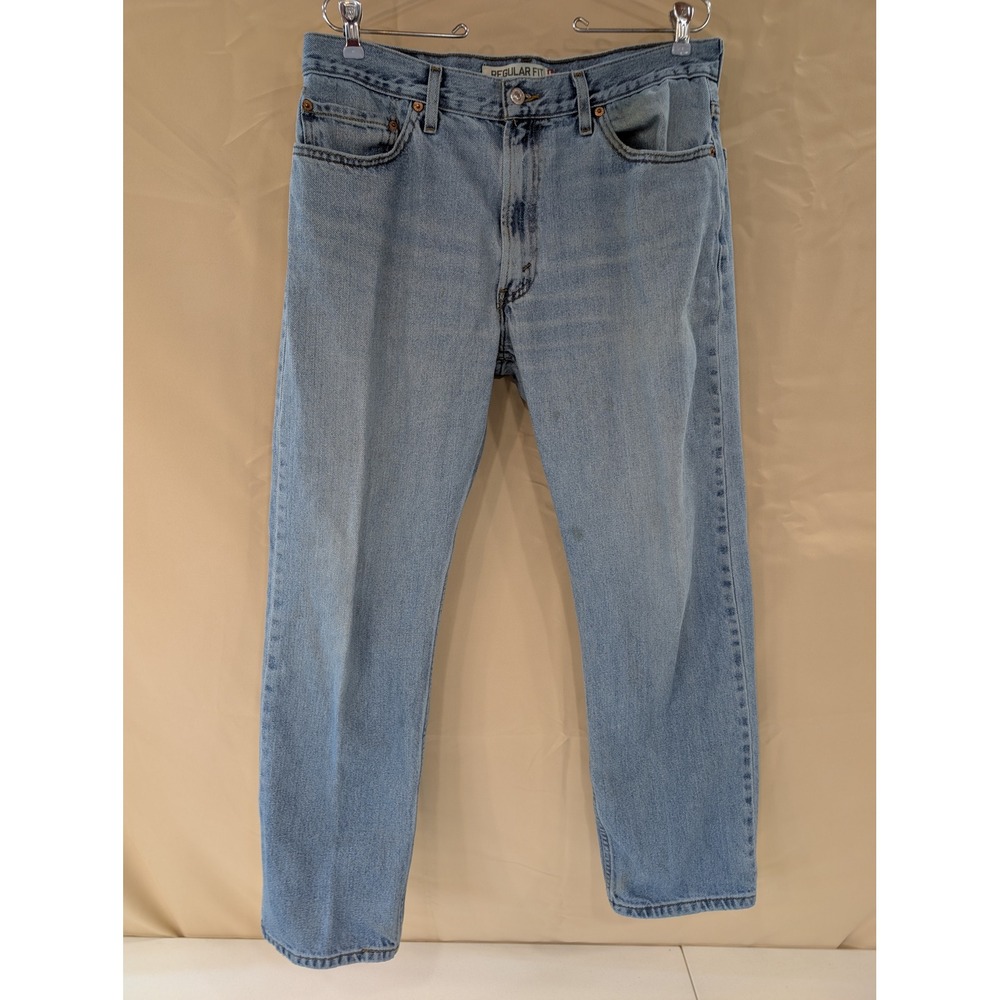 Levi's 505 Regular Fit Jeans Mens W36 L32 Light Wash Denim - Picture 1 of 8
